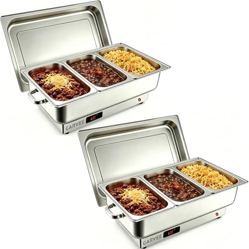 Electric Chafing Dish Buffet Set, 3 × 3 QT Food Warmer