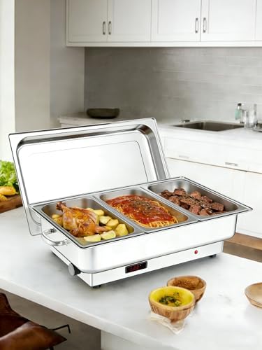 Electric Chafing Dish Buffet Set, 3 × 3 QT Food Warmer, alternate view 2