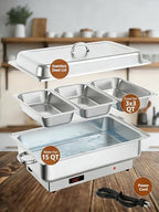 Electric Chafing Dish Buffet Set, 3 × 3 QT Food Warmer, alternate view 4