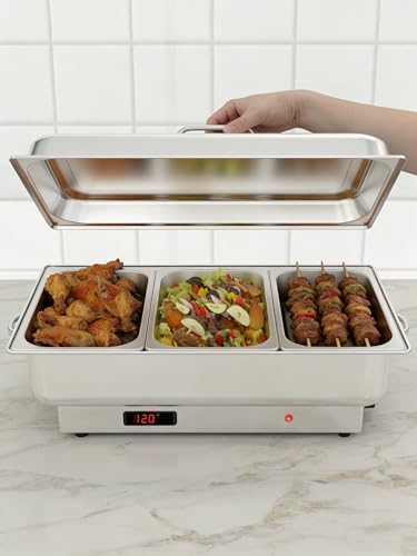 Electric Chafing Dish Buffet Set, 3 × 3 QT Food Warmer, alternate view 6