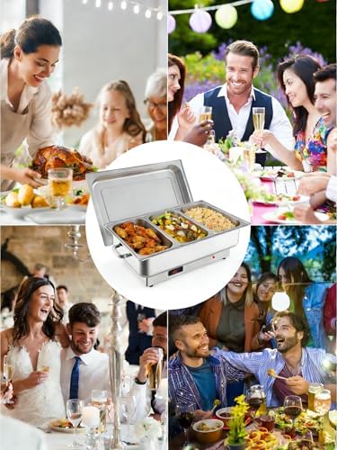 Electric Chafing Dish Buffet Set, 3 × 3 QT Food Warmer, alternate view 7