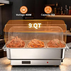 Electric Chafing Dish Buffet Set, 3 × 3 QT Roll Top Food Warmer, alternate view 3