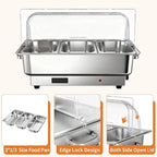 Electric Chafing Dish Buffet Set, 3 × 3 QT Roll Top Food Warmer, alternate view 4
