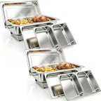 Electric Chafing Dish Buffet Set, 9 QT Food Warmer with Stainless Steel Lid, with 1 Full-Size Pan & 2 Half-Size