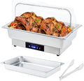 Electric Chafing Dish Buffet Set, 9 QT Stainless Steel Food Warmer with Temperature Control and Transparent Roll