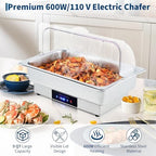 Electric Chafing Dish Buffet Set, 9 QT Stainless Steel Food Warmer with Temperature Control and Transparent Roll, alternate