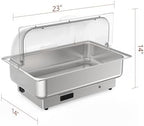 Electric Chafing Dish Buffet Set Roll Top Stainless Steel in Silver, alternate view 3