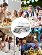 Electric Chafing Dish Buffet Set Roll Top Stainless Steel in Silver, alternate view 7