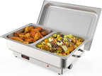 Electric Chafing Dish Buffet Set, Stainless Steel Buffet Food Warmers with Temperature Control Display