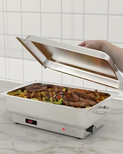 Electric Chafing Dish Buffet Set, Stainless Steel Buffet Food Warmers with Temperature Control Display, alternate view 2