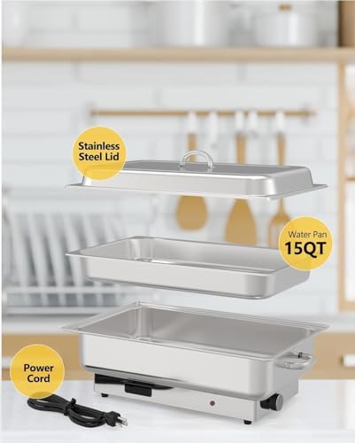 Electric Chafing Dish Buffet Set, Stainless Steel Buffet Food Warmers with Temperature Control Display, alternate view 4