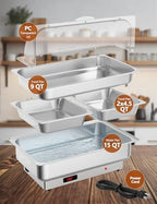 Electric Chafing Dishes Buffet Set in Silver, alternate view 5
