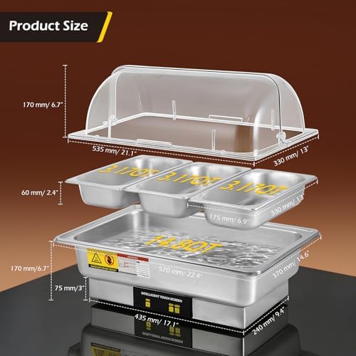 Electric Chafing Dishes for Buffet 9.5QT 1/3 Size Chafing Dish, alternate view 2