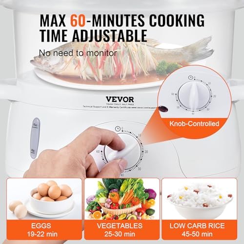 Electric Food Steamer, 7.4Qt Electric Vegetable Steamer with 2-Tier Stackable Trays, Food-Grade Food Steamer for, alternate