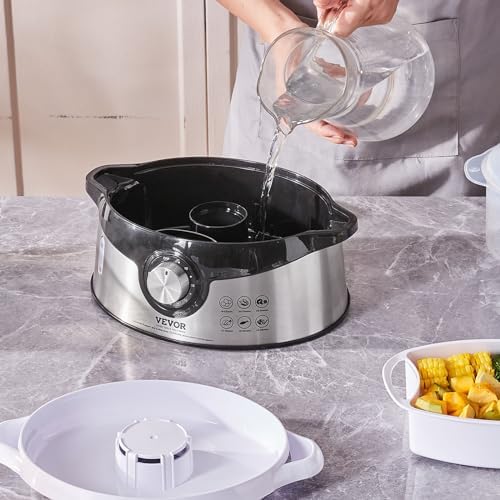 Electric Food Steamer, 9.5Qt Electric Vegetable Steamer with 3-Tier Stackable Trays, Food-Grade Food Steamer for, alternate