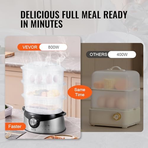 Electric Food Steamer, 9.5Qt Electric Vegetable Steamer with 3-Tier Stackable Trays, Food-Grade Food Steamer for, alternate