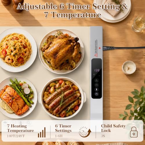 Electric Food Warming Mat, 2 Pack Warming Mat for Food, 34"x25" Large in Large, alternate view 4