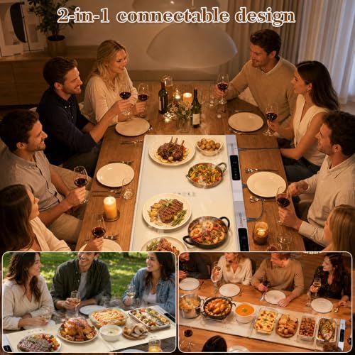 Electric Food Warming Mat, 2 Pack Warming Mat for Food, 34"x25" Large in Large, alternate view 7
