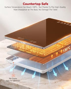 Electric Food Warming Tray, 3 Independent Tempered Glass, 33"x16", alternate view 6