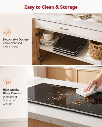 Electric Food Warming Tray, 3 Independent Tempered Glass, 33"x16", alternate view 7