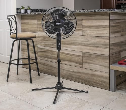 Electric Oscillating Pedestal Fan, Stand Fan, 16 inch, 3 Speed, 90 Degree Oscillating Head, Adjustable Height, alternate view
