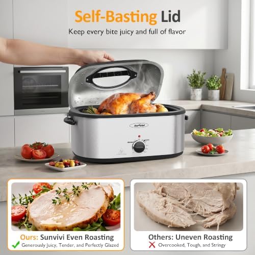 Electric Roaster Oven 26QT with 3 Buffet Server for 28lb Big Turkey, alternate view 5