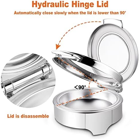 Electric Round Chafing Dish Buffet Set 6 Quart Temp. Adjustable Chaffing Servers with Glass Lid Chafers Buffet, alternate