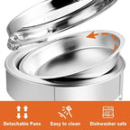 Electric Round Chafing Dish Buffet Set 6 Quart Temp. Adjustable Chaffing Servers with Glass Lid Chafers Buffet, alternate
