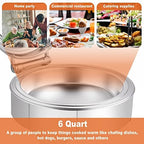 Electric Round Chafing Dish Buffet Set 6 Quart Temp. Adjustable Chaffing Servers with Glass Lid Chafers Buffet, alternate