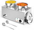 Electric Soup Warmer, 15QT Commercial Food Warmer Steam Table, Countertop Bain Marie with Dual 7.4QT Pots