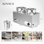 Electric Soup Warmer, 15QT Commercial Food Warmer Steam Table, Countertop Bain Marie with Dual 7.4QT Pots, alternate view 3