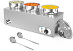 Electric Soup Warmer, 22QT Commercial Food Warmer Steam Table, Countertop Bain Marie with Three 7.4QT Pots