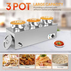 Electric Soup Warmer, 22QT Commercial Food Warmer Steam Table, Countertop Bain Marie with Three 7.4QT Pots, alternate view 6