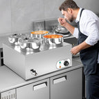 Electric Soup Warmer, 30QT Commercial Food Warmer Steam Table, Countertop Bain Marie with Four 7.4QT Pots, alternate view 2