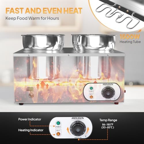 Electric Soup Warmer, 30QT Commercial Food Warmer Steam Table, Countertop Bain Marie with Four 7.4QT Pots, alternate view 4