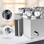 Electric Soup Warmer, 30QT Commercial Food Warmer Steam Table, Countertop Bain Marie with Four 7.4QT Pots, alternate view 5