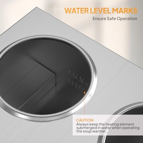 Electric Soup Warmer, 30QT Commercial Food Warmer Steam Table, Countertop Bain Marie with Four 7.4QT Pots, alternate view 7