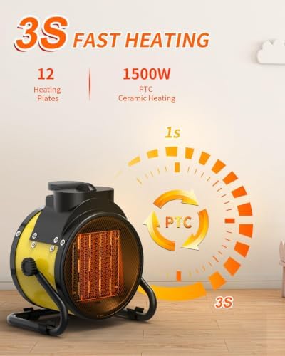 Electric Space Heater - Outdoor Heater with Super Long Cord, Overheat Protection, Heaters Heat Up in 2 Seconds, alternate