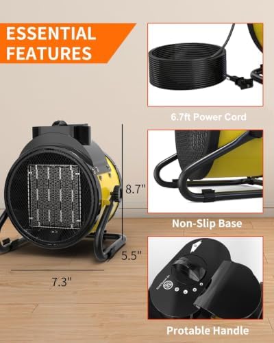 Electric Space Heater - Outdoor Heater with Super Long Cord, Overheat Protection, Heaters Heat Up in 2 Seconds, alternate