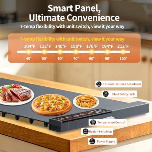 Electric Warming Mat for Food Extra Large Heating Warmer Mat Tray, alternate view 3