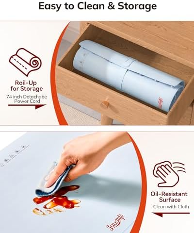 Electric Warming Mat for Food, Roll-Up Silicone Heating Pad with 7 Adjustable Tempmaster Levels, Foldable, alternate view 6