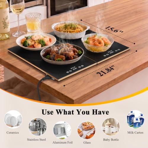 Electric Warming Tray - 2-Panel Food Warmers for Parties Buffet Black, alternate view 2