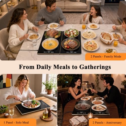 Electric Warming Tray - 2-Panel Food Warmers for Parties Buffet Black, alternate view 3
