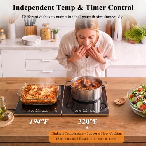 Electric Warming Tray - 2-Panel Food Warmers for Parties Buffet Black, alternate view 4