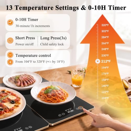 Electric Warming Tray - 2-Panel Food Warmers for Parties Buffet Black, alternate view 5