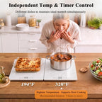 Electric Warming Tray - 2-Panel Food Warmers for Parties Buffet Marble, alternate view 2