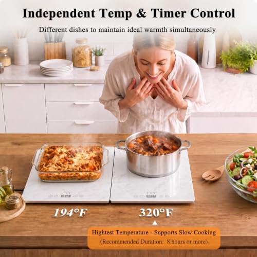 Electric Warming Tray - 2-Panel Food Warmers for Parties Buffet Marble, alternate view 2