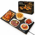 Electric Warming Tray, 3-Pack Modular Glass Food Warming Mat in Black&gloden