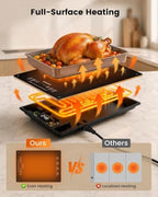 Electric Warming Tray, 3-Pack Modular Glass Food Warming Mat in Black&gloden, alternate view 3