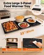 Electric Warming Tray, 3-Pack Modular Glass Food Warming Mat in Black&gloden, alternate view 4